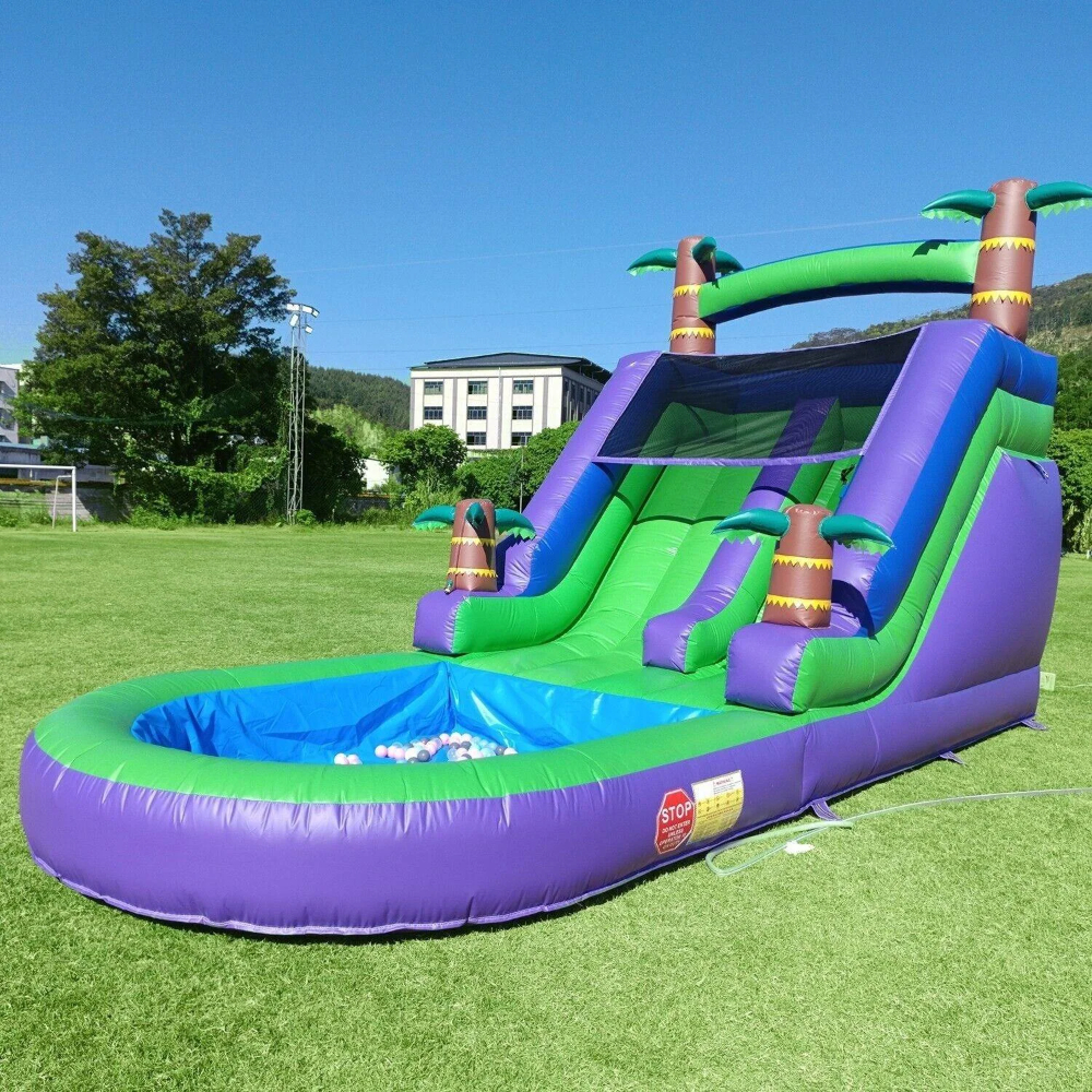 Kids Outdoor Zone - Palm Tree Theme Inflatable Water Slide