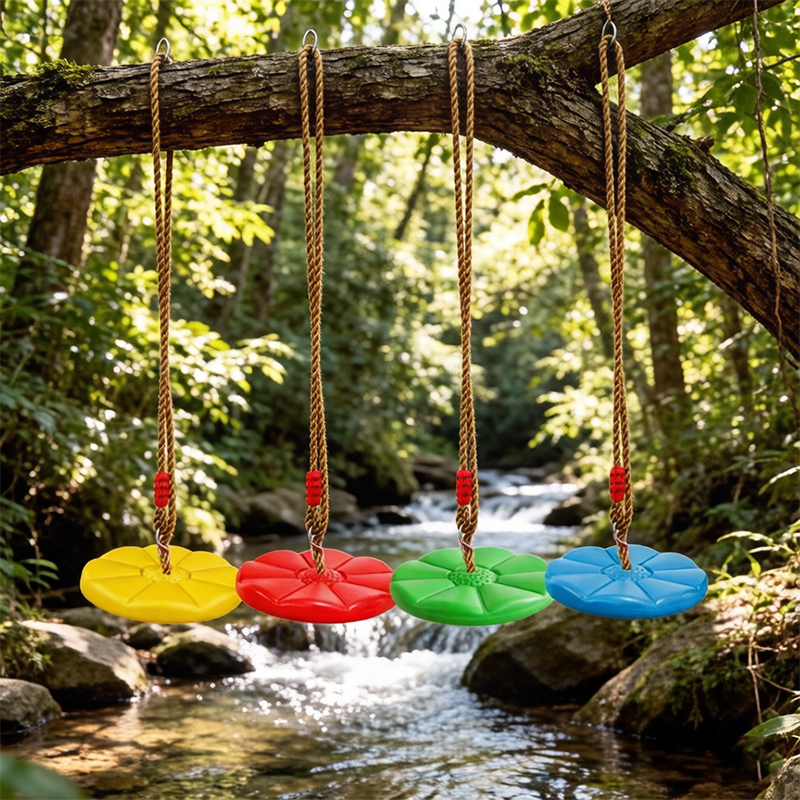 Kids Outdoor Activity Centre - Kids Octagonal Petal Disc Swing Red