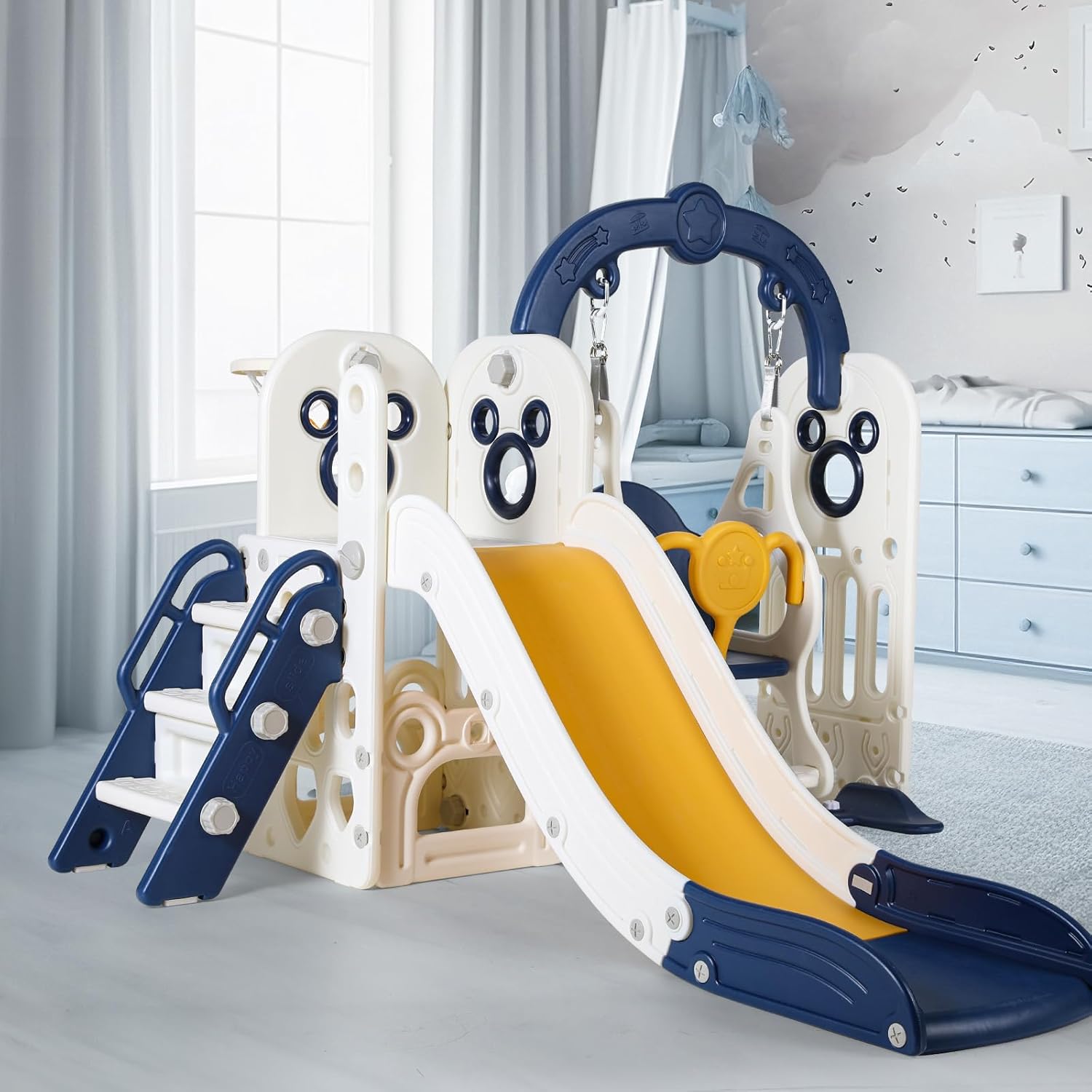 Kids Outdoor Swing Set With Slide - Swing Slide for Kids, 6 in