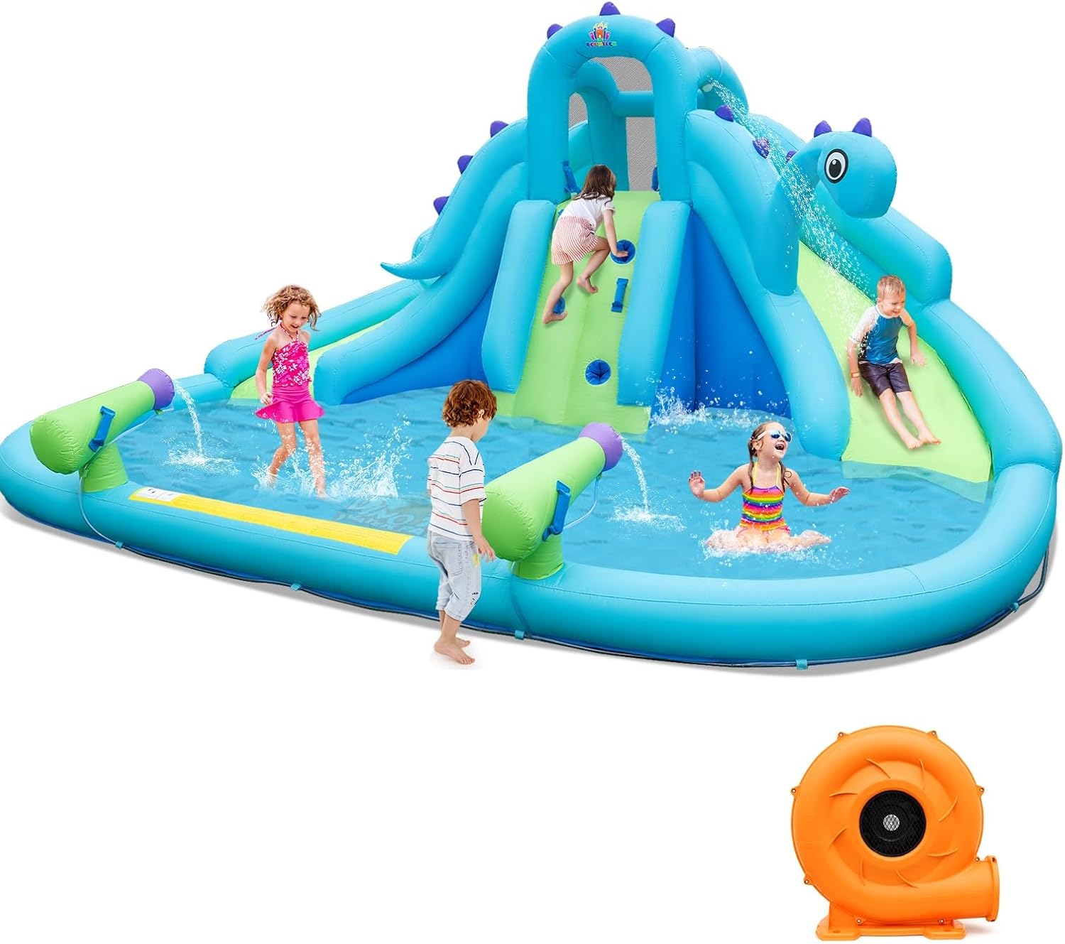 Kids Outdoor Climbing Wall - Inflatable Water Slide, Dinosaur Kids Waterslide