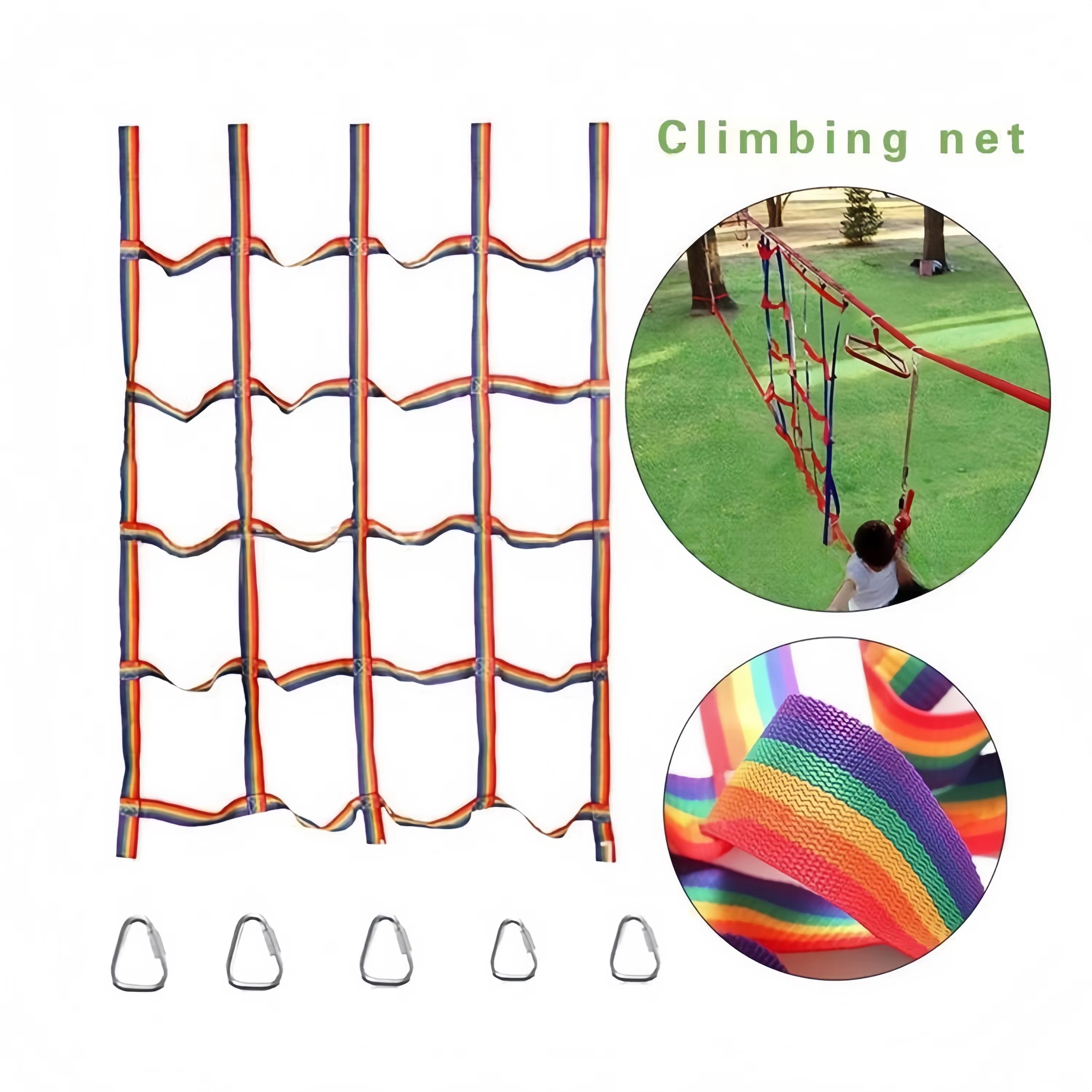 Kids Outdoor Swing - Outdoor Colored Ribbon Climbing Net Kids