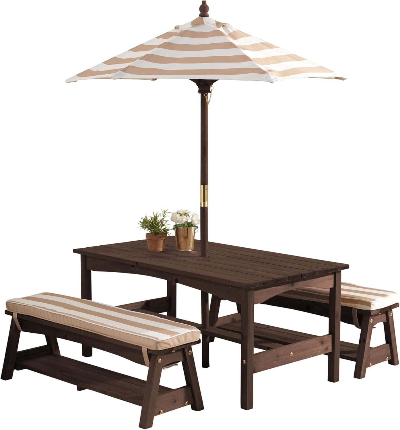 Kids Outdoor Table With Umbrella - Outdoor Wooden Table & Bench Set
