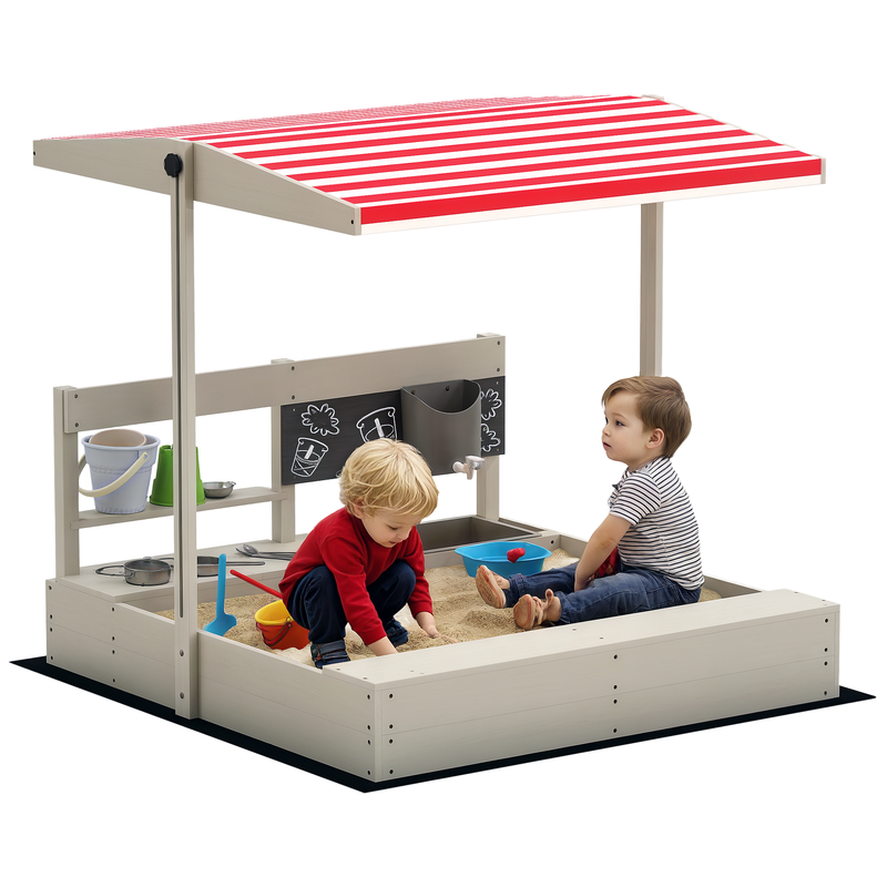 Kids Outdoor Kitchen - Outsunny Kids Sandbox with Height Adjustable