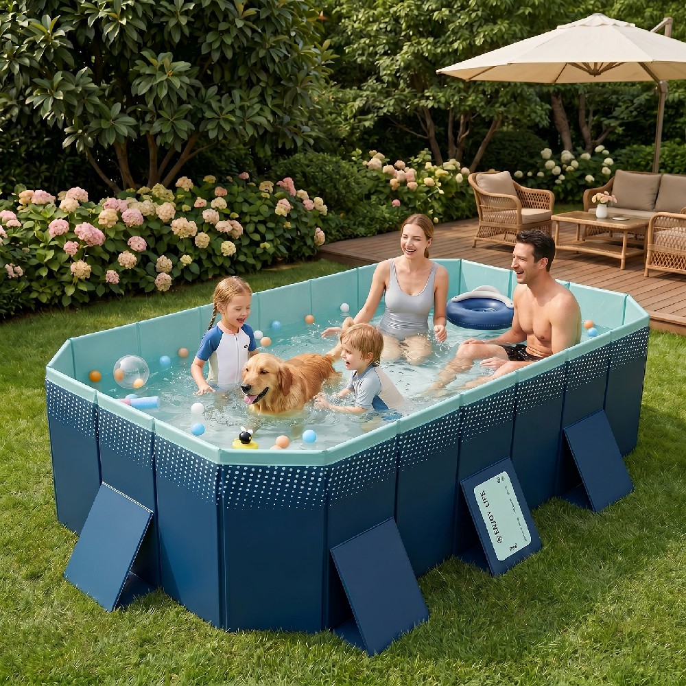 Kids Outdoor Set - 4m/3m Foldable Large Rectangular Family Swimming