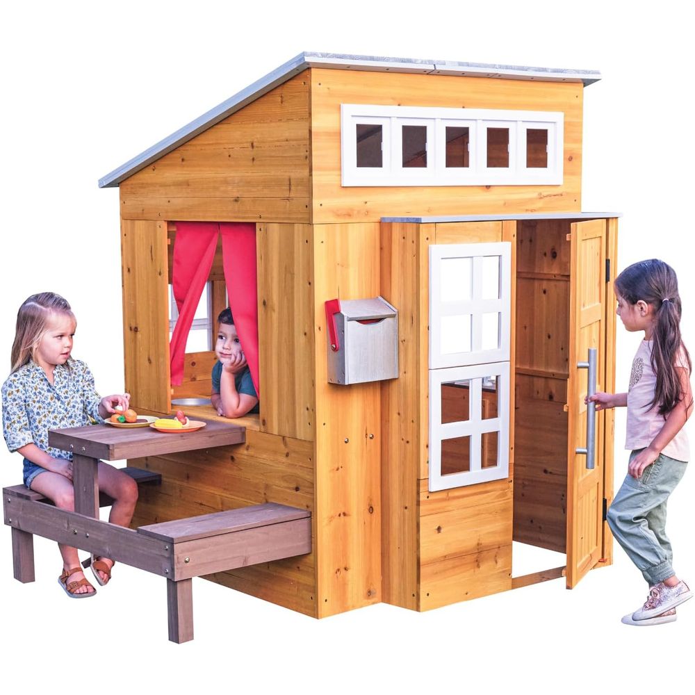 KidKraft Modern Wooden Playhou - Kids Outdoor Picnic Table のレビューと価格