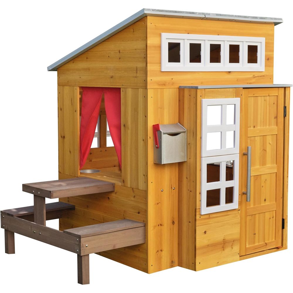 KidKraft Modern Wooden Playhou - Kids Outdoor Picnic Table のレビューと価格