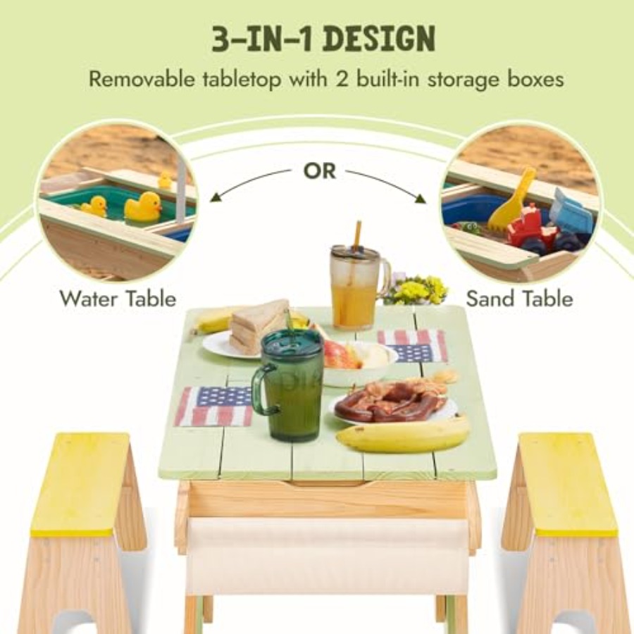 Indoor outdoor 3-in-1 kids pic - Kids Outdoor Table With Umbrella のレビューと価格