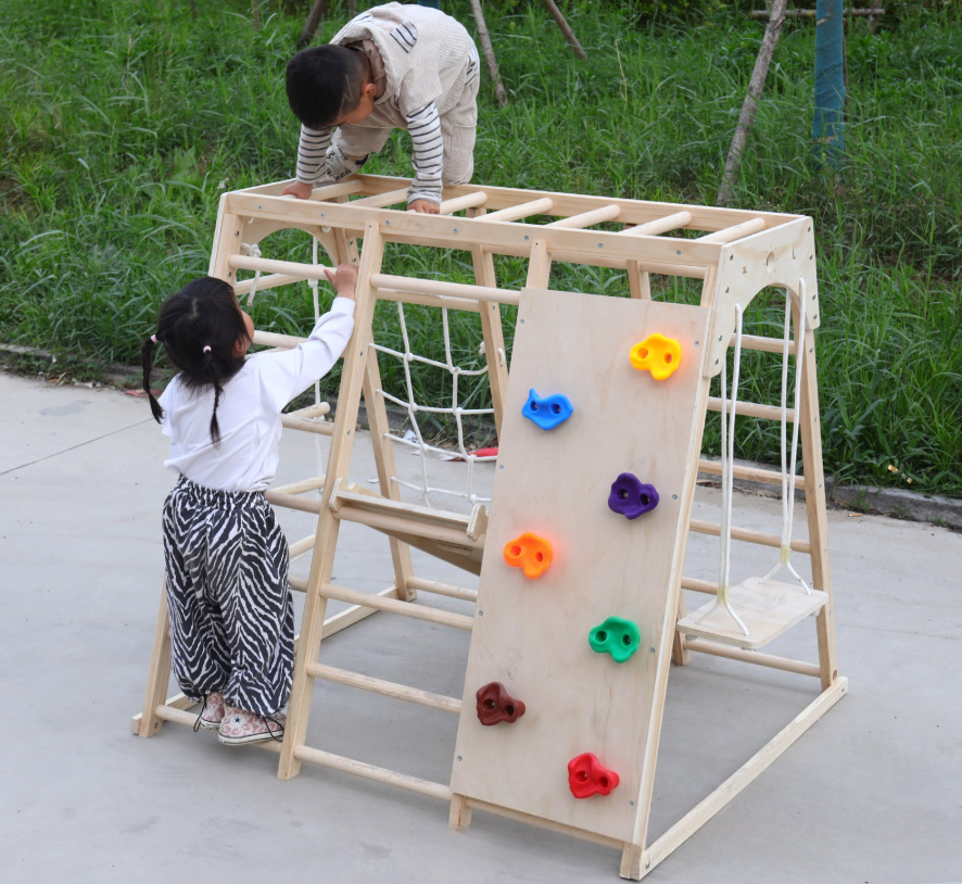 Wooden climbing frame with swi - Kids Outdoor Climbing Frame のレビューと価格