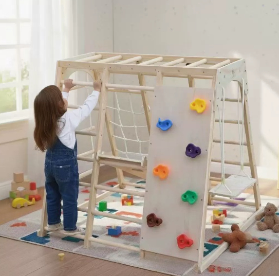 Wooden climbing frame with swi - Kids Outdoor Climbing Frame のレビューと価格