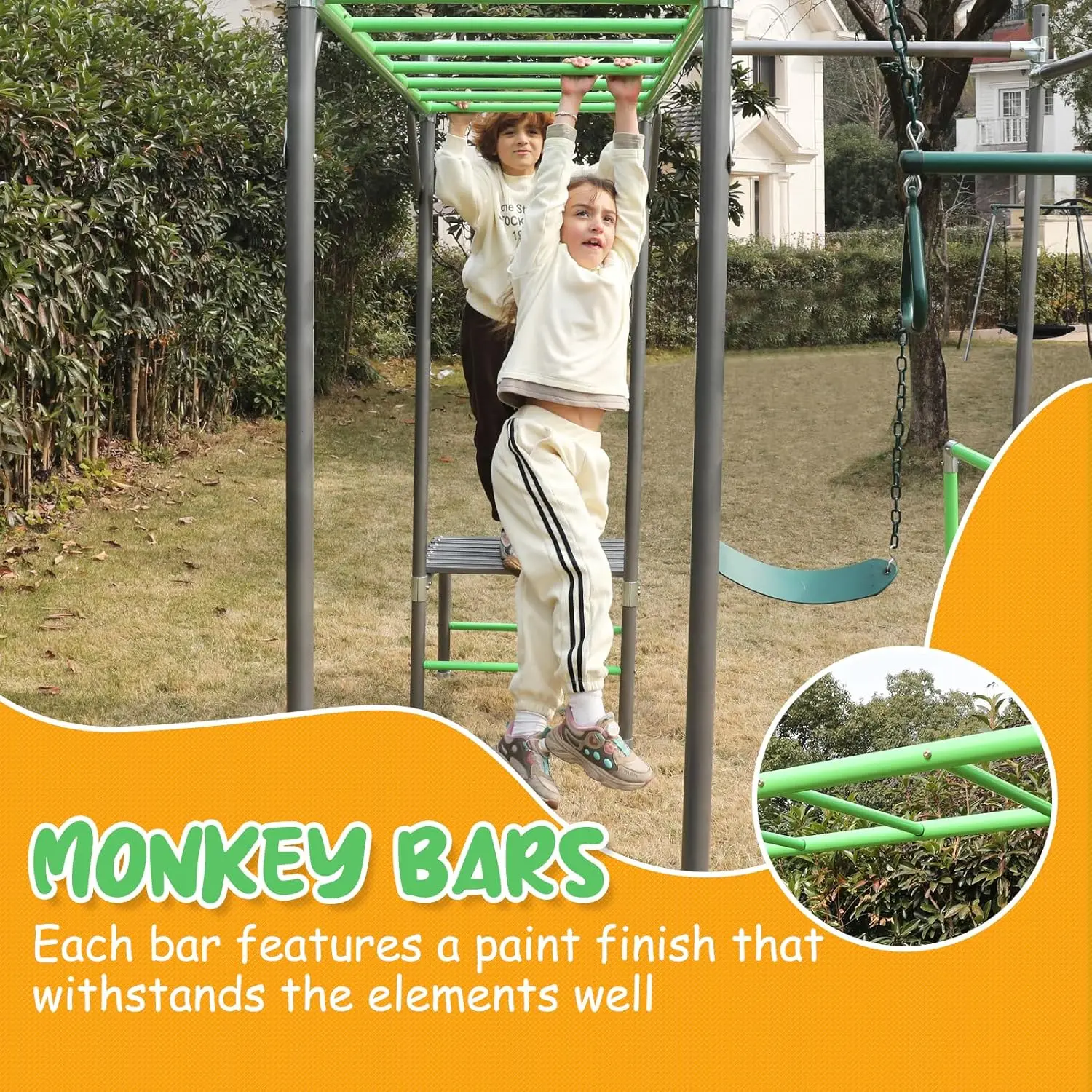 Outdoor Jungle Gym with Monkey - Kids Outdoor Monkey Bar Set のレビューと価格