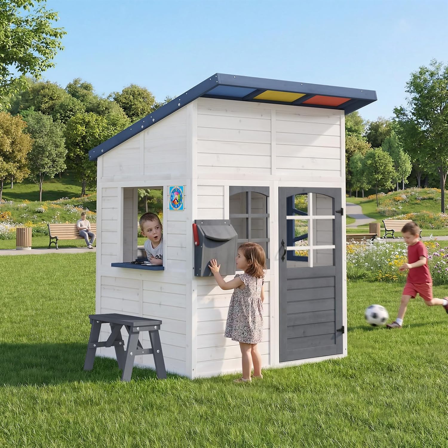 Wooden Kids Outdoor Playhouse  - Kids Outdoor Kitchen のレビューと価格