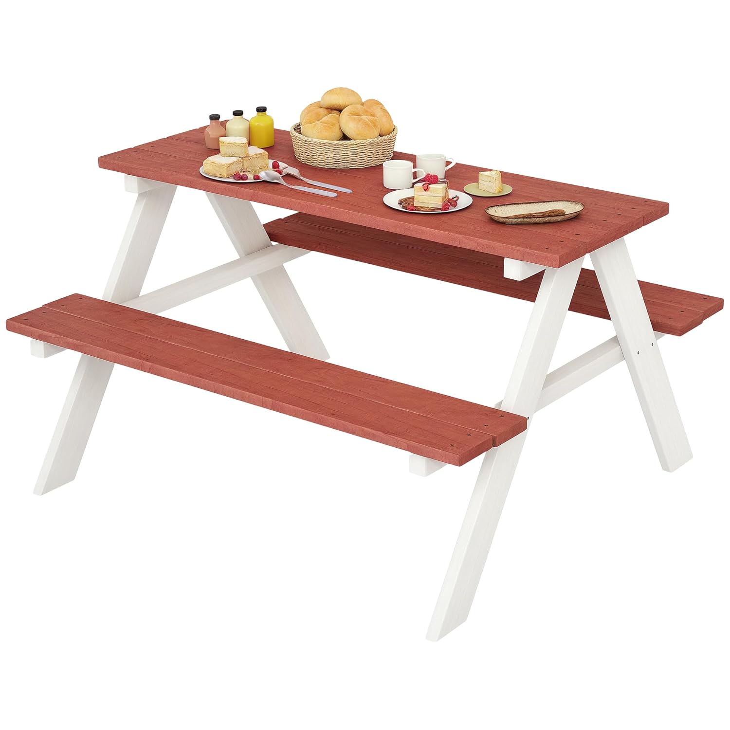 Kids Picnic Table Set, Wooden  - Kids Outdoor Picnic Table のレビューと価格
