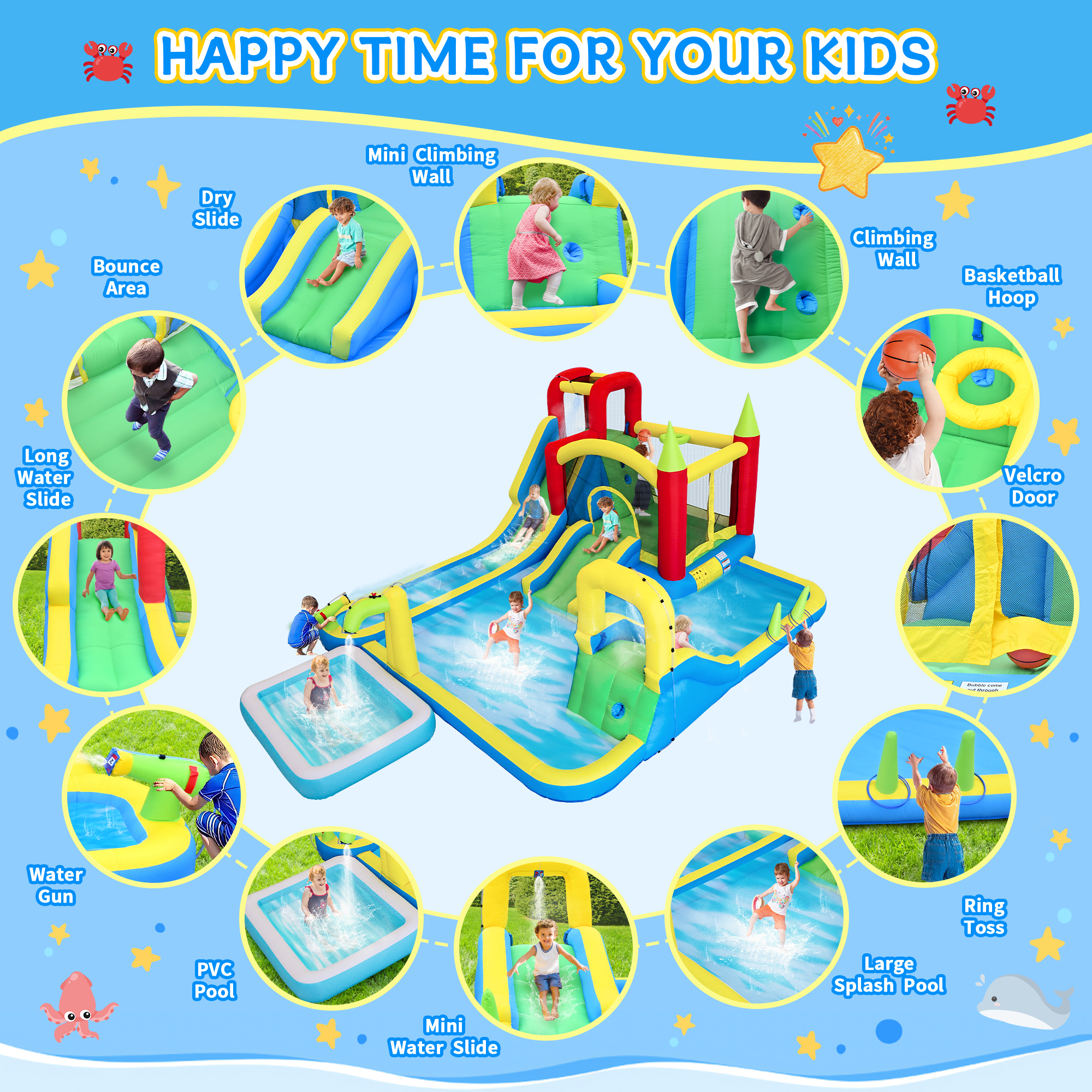 11-in-1 Inflatable Water Slide - Kids Outdoor Climbing Wall のレビューと価格