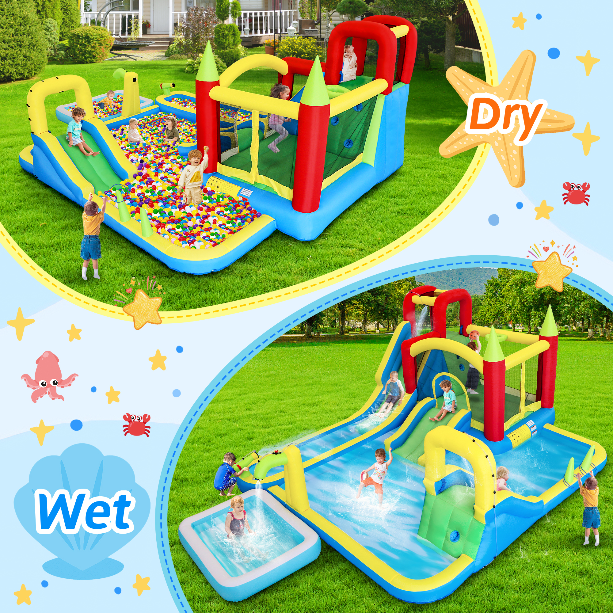 11-in-1 Inflatable Water Slide - Kids Outdoor Climbing Wall のレビューと価格