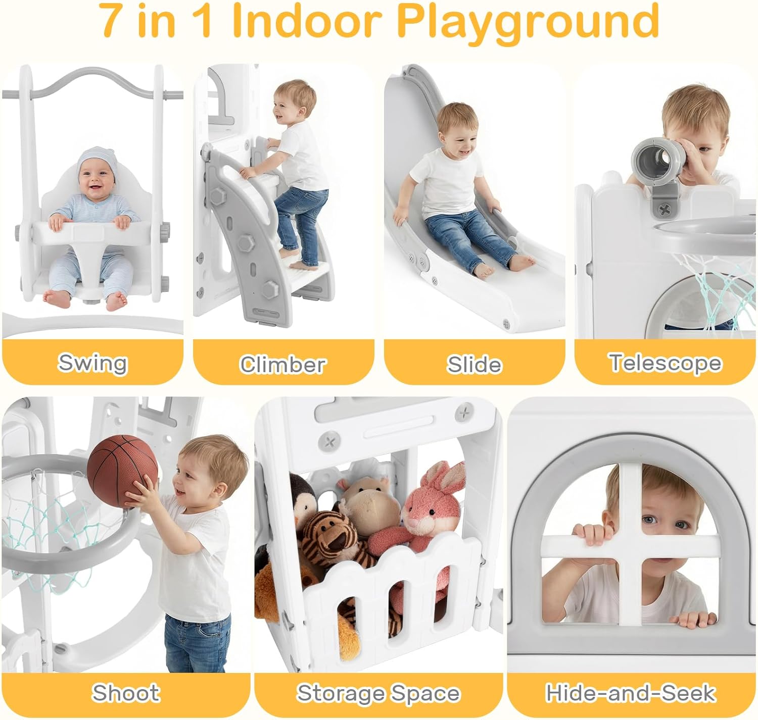 Toddler Slide and Swing Set, 7 - Kids Outdoor Swing Set With Slide のレビューと価格