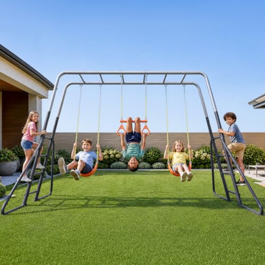 Backyard swing sets with monke - Kids Outdoor Monkey Bar Set のレビューと価格