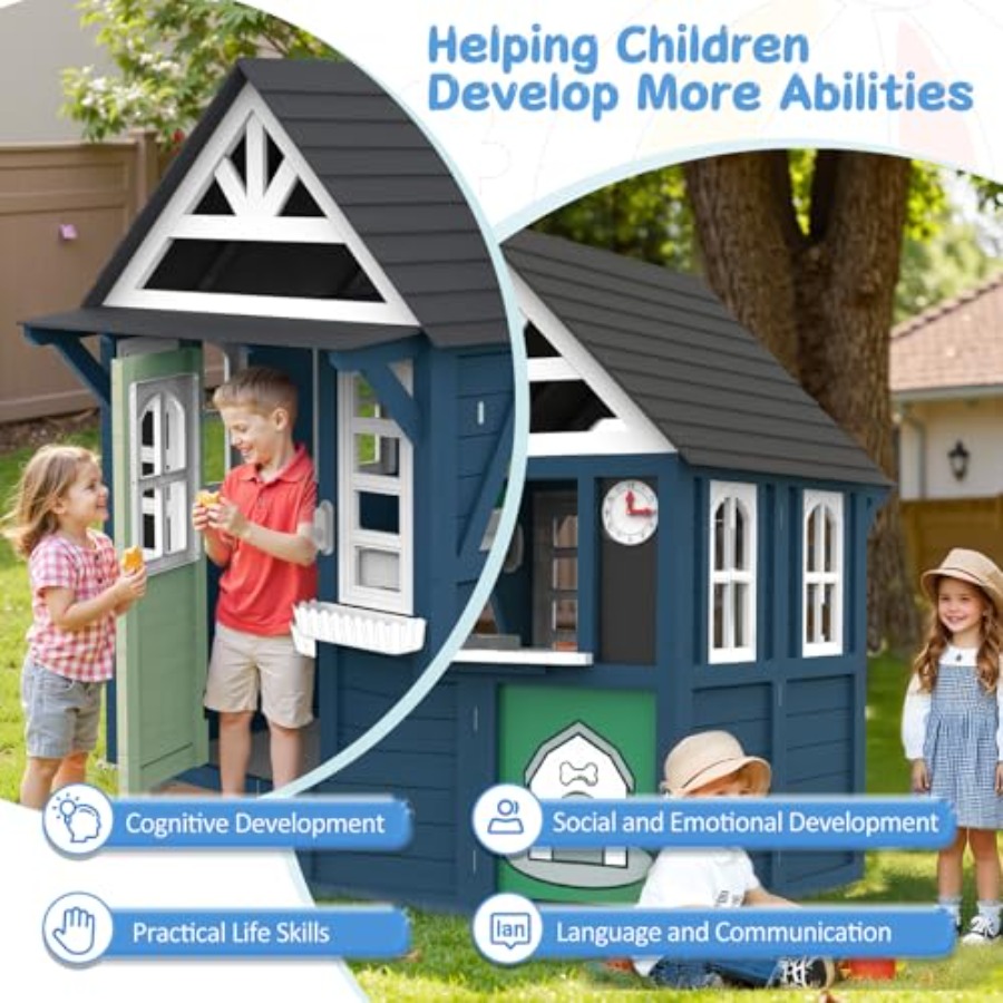 Outdoor kids playhouse: wooden - Kids Outdoor Kitchen のレビューと価格