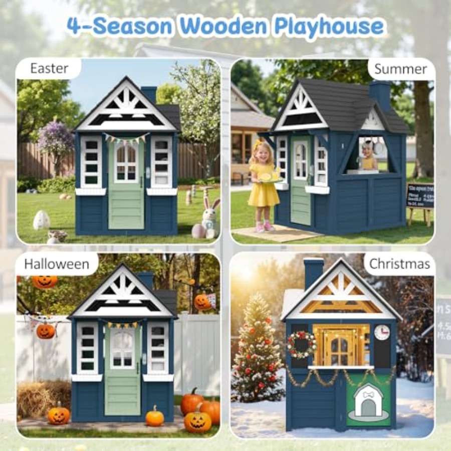 Outdoor kids playhouse: wooden - Kids Outdoor Kitchen のレビューと価格
