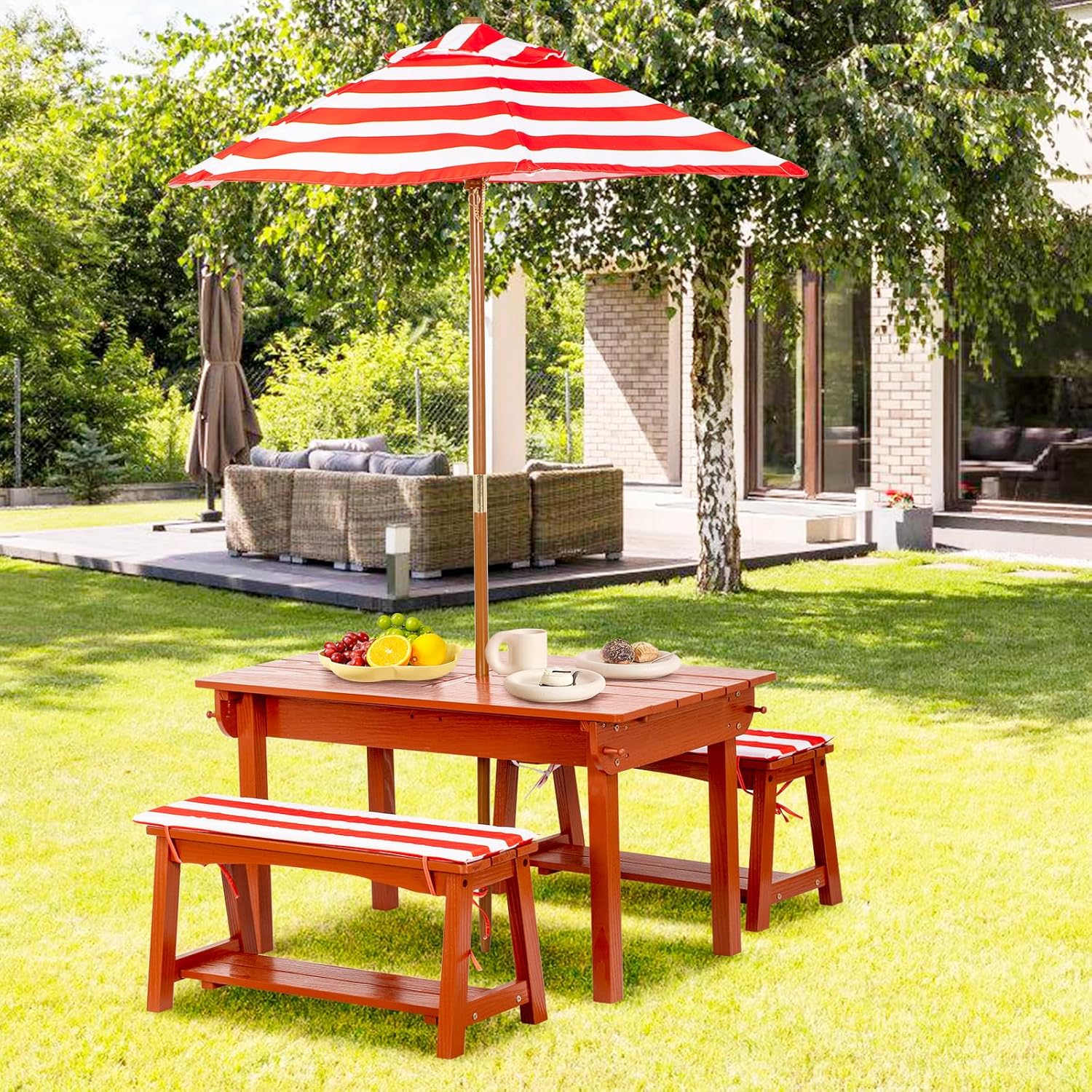 Kids Picnic Table with Umbrell - Kids Outdoor Table With Umbrella のレビューと価格