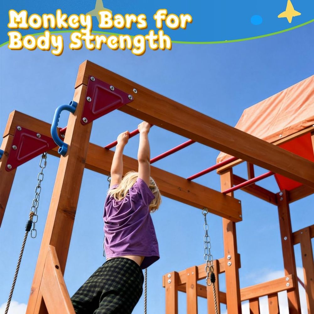 Dohin Playground Wooden Swing  - Kids Outdoor Monkey Bar Set のレビューと価格