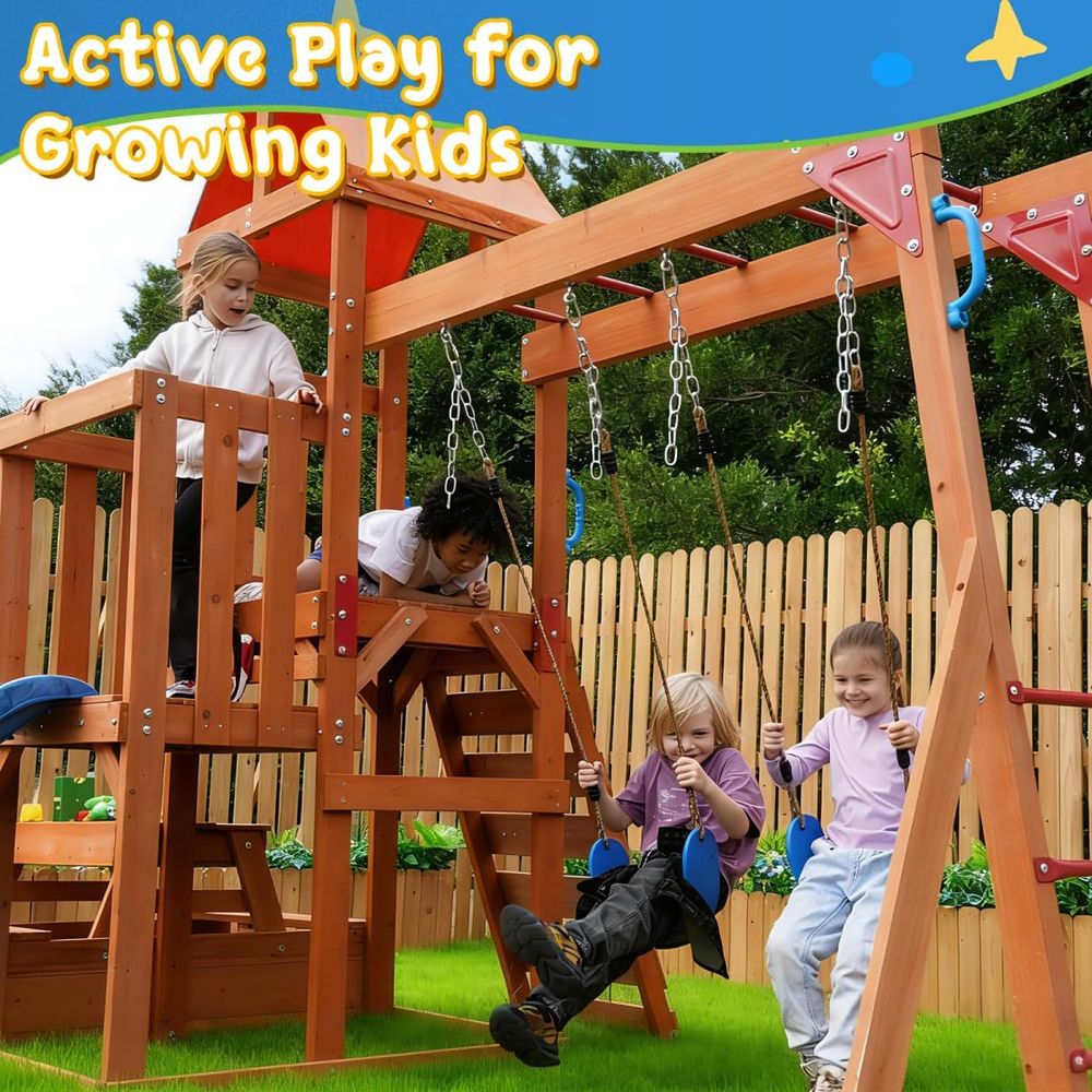 Dohin Playground Wooden Swing  - Kids Outdoor Monkey Bar Set のレビューと価格