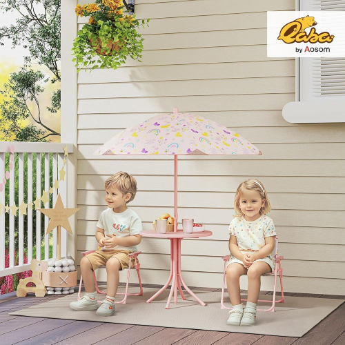 Kids Picnic Table and Chair Se - Kids Outdoor Table With Umbrella のレビューと価格