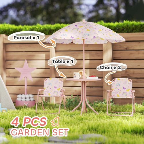 Kids Picnic Table and Chair Se - Kids Outdoor Table With Umbrella のレビューと価格