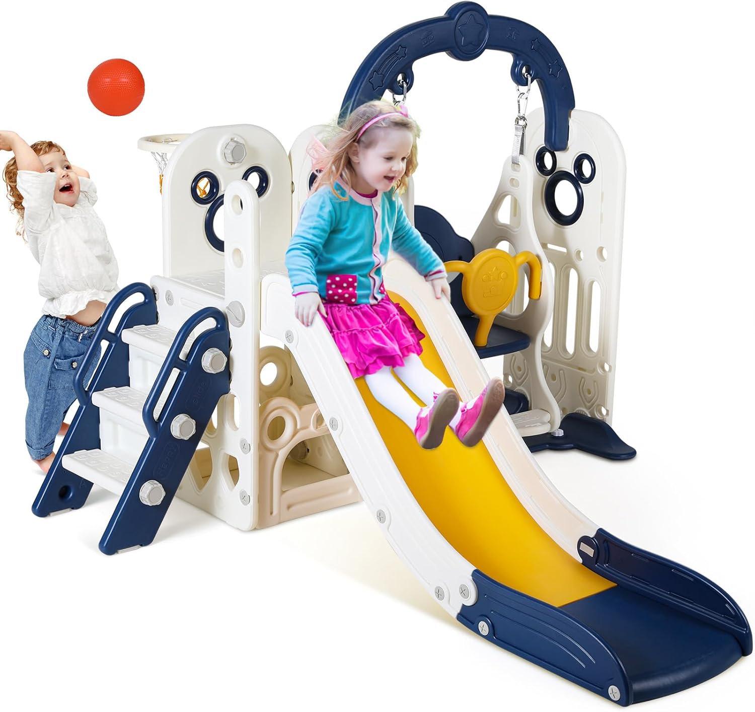 Swing Slide for Kids, 6 in 1 S - Kids Outdoor Swing Set With Slide のレビューと価格
