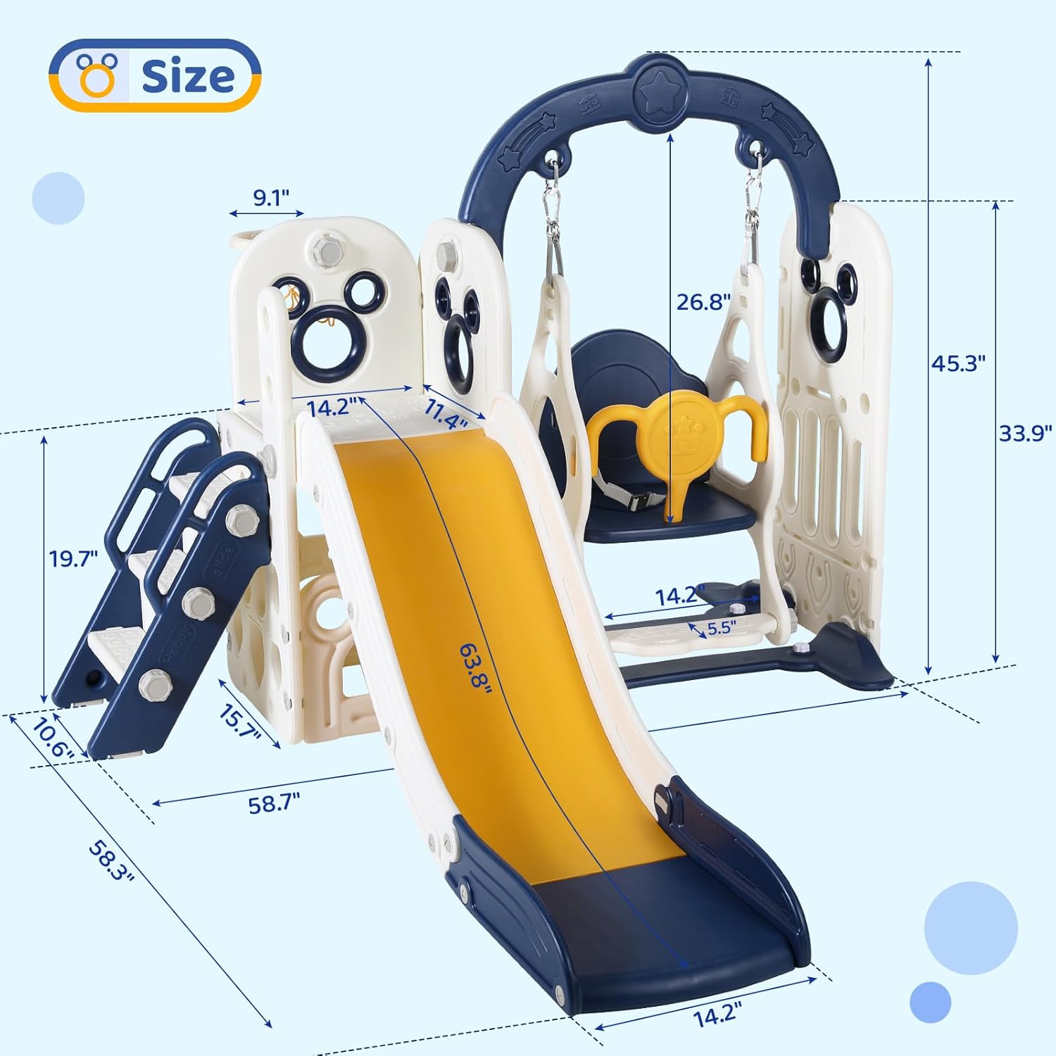Swing Slide for Kids, 6 in 1 S - Kids Outdoor Swing Set With Slide のレビューと価格
