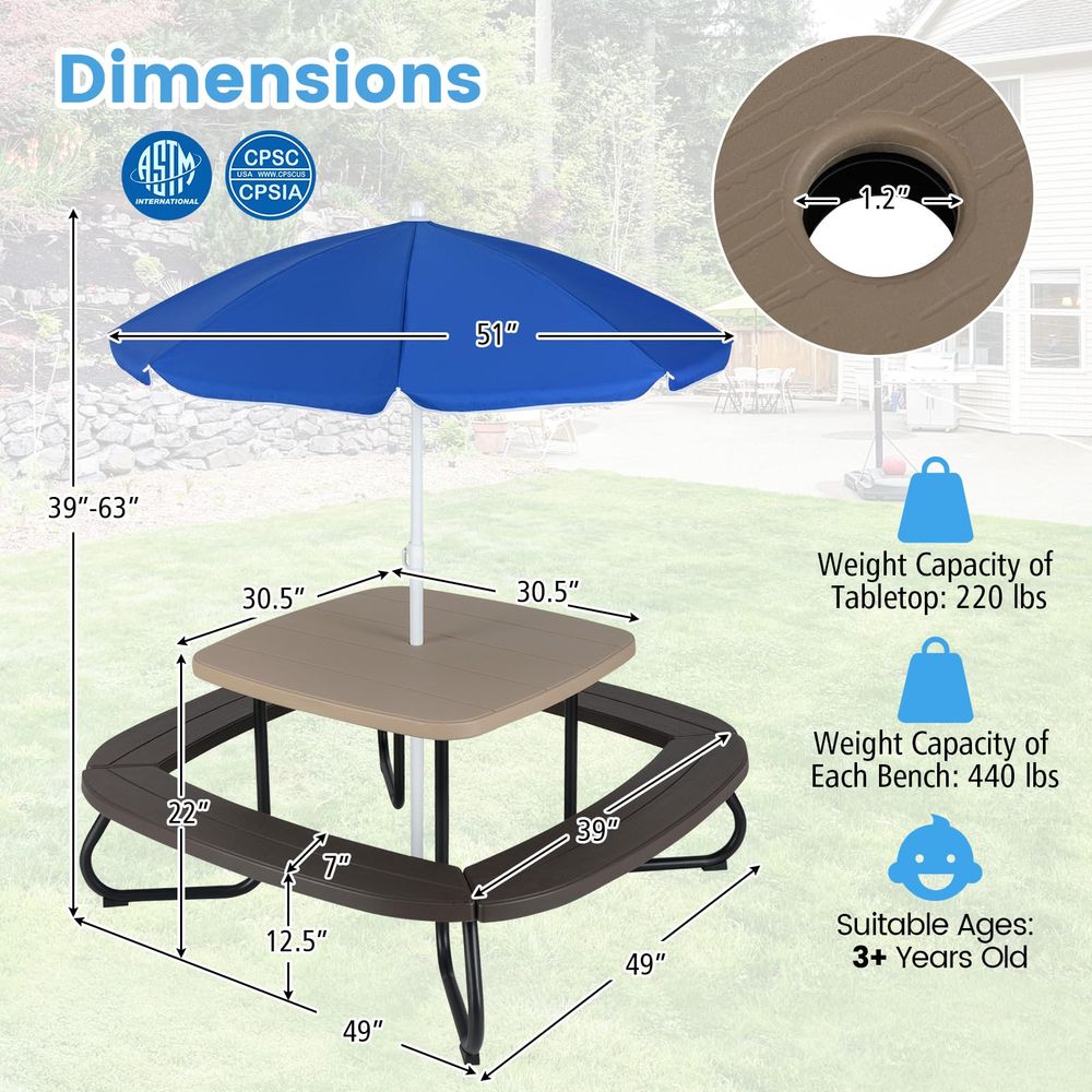 Kids Picnic Table, 8 Person Ki - Kids Outdoor Foldable Chair のレビューと価格