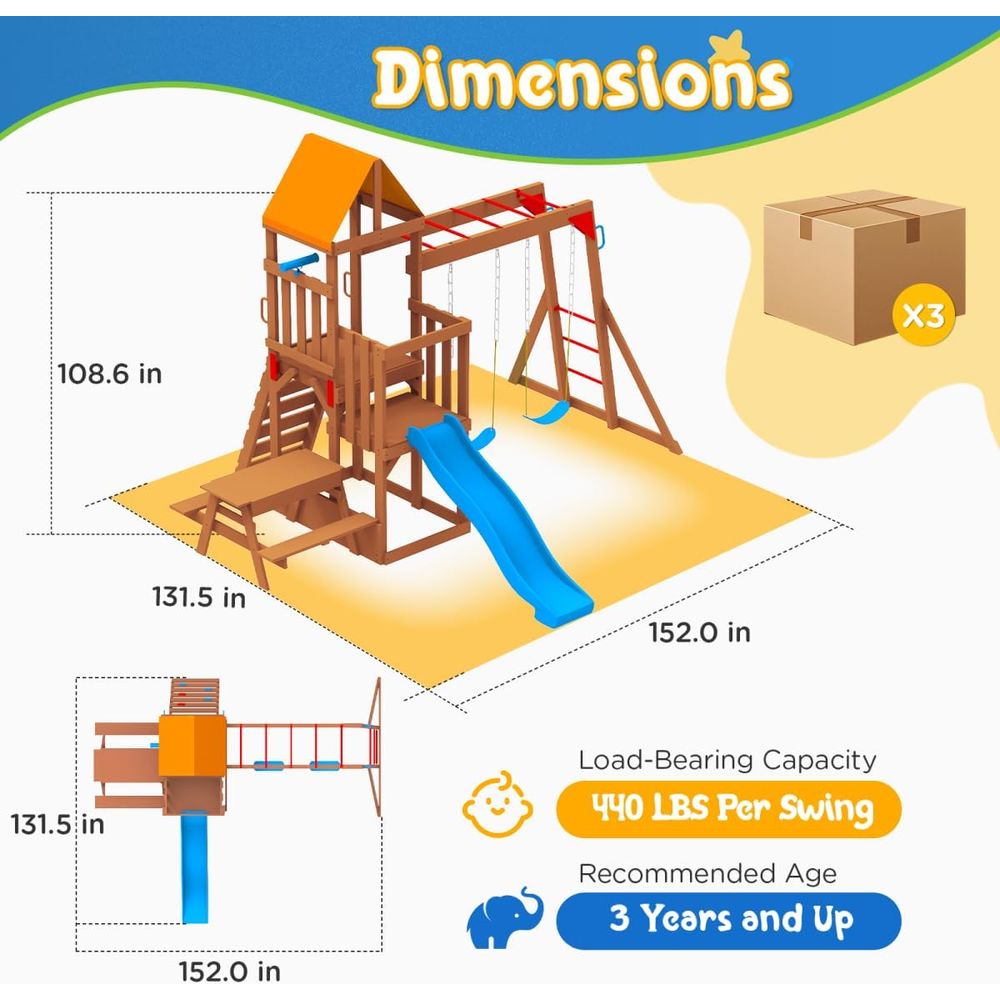 Dohin Playground CeWooden Swin - Kids Outdoor Monkey Bar Set のレビューと価格