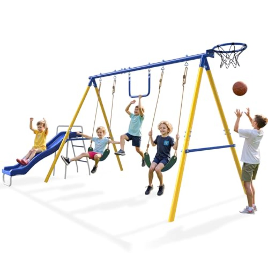 Backyard outdoor playset for k - Kids Outdoor Swing Set With Slide のレビューと価格