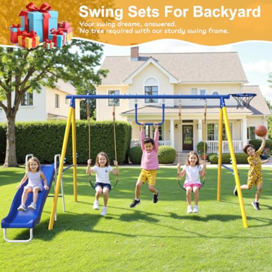 Backyard outdoor playset for k - Kids Outdoor Swing Set With Slide のレビューと価格
