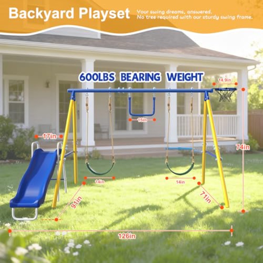 Backyard outdoor playset for k - Kids Outdoor Swing Set With Slide のレビューと価格