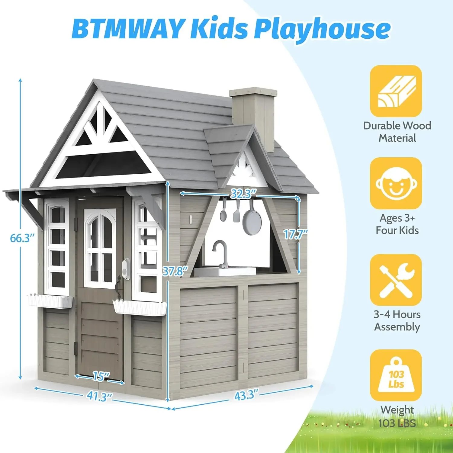 Kids Outdoor Playhouse,Cedar G - Kids Outdoor Kitchen のレビューと価格