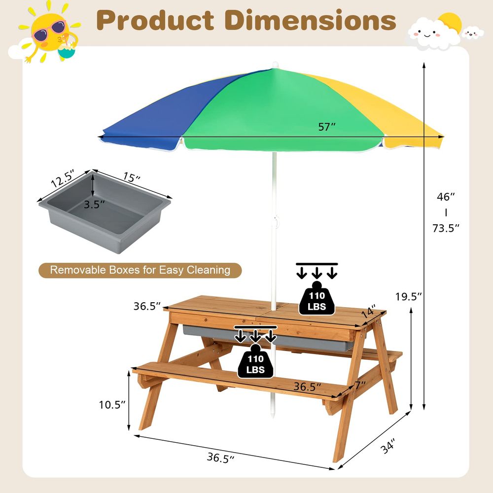 Kids Picnic Table, 4 in 1 Ceda - Kids Outdoor Picnic Table のレビューと価格