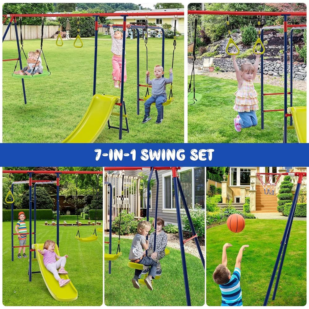 Swing Sets or Backyard, 7 in 1 - Kids Outdoor Monkey Bar Set のレビューと価格