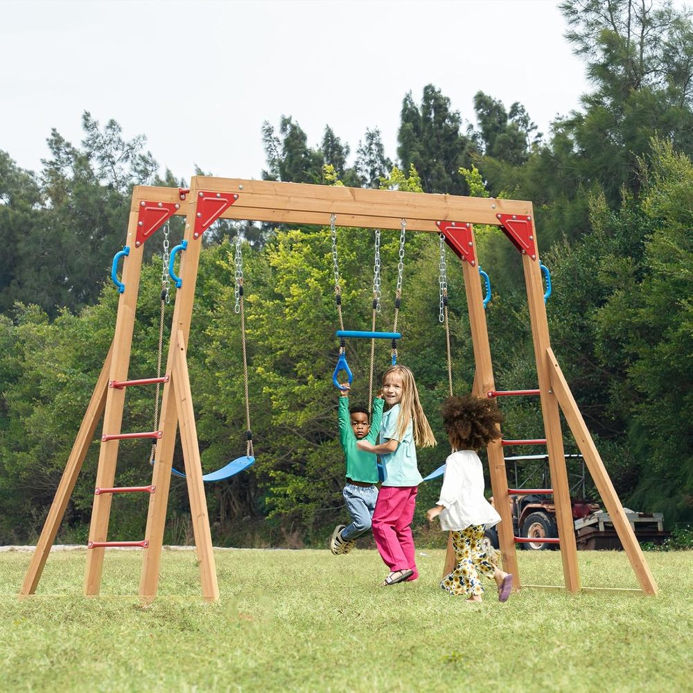 Dohin Playground Wood Swing Se - Kids Outdoor Monkey Bar Set のレビューと価格