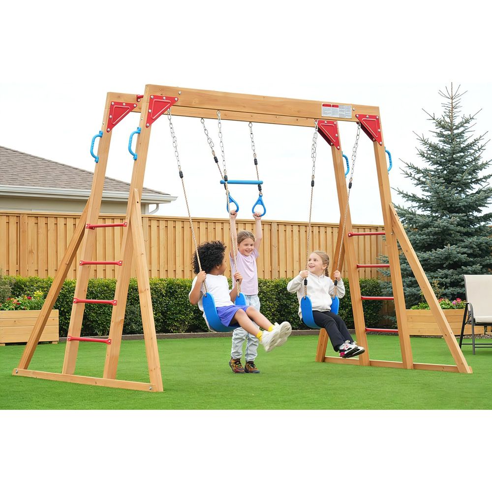 Dohin Playground Wood Swing Se - Kids Outdoor Monkey Bar Set のレビューと価格