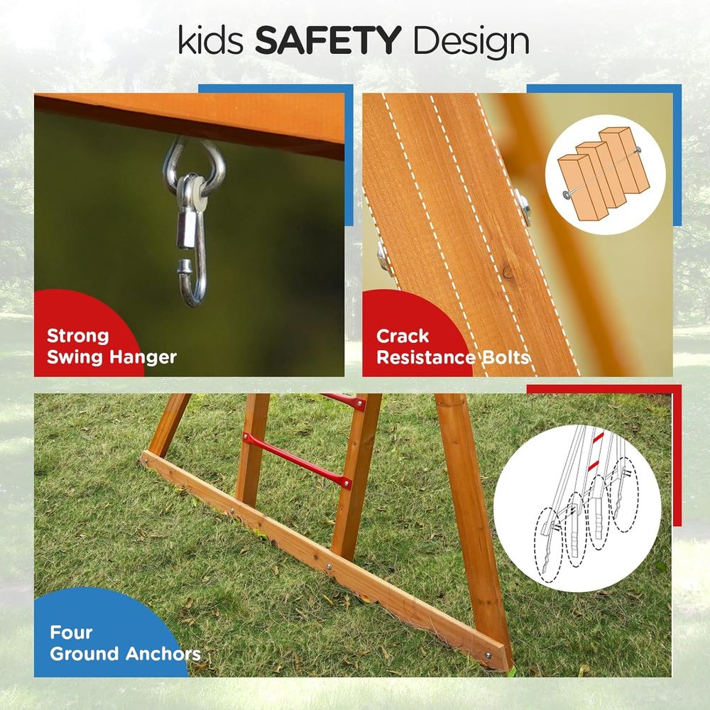 Dohin Playground Wood Swing Se - Kids Outdoor Monkey Bar Set のレビューと価格