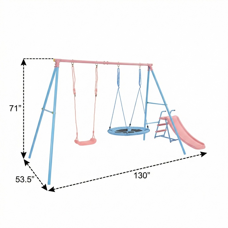 Blue and Pink Two-Person Swing - Kids Outdoor Swing のレビューと価格