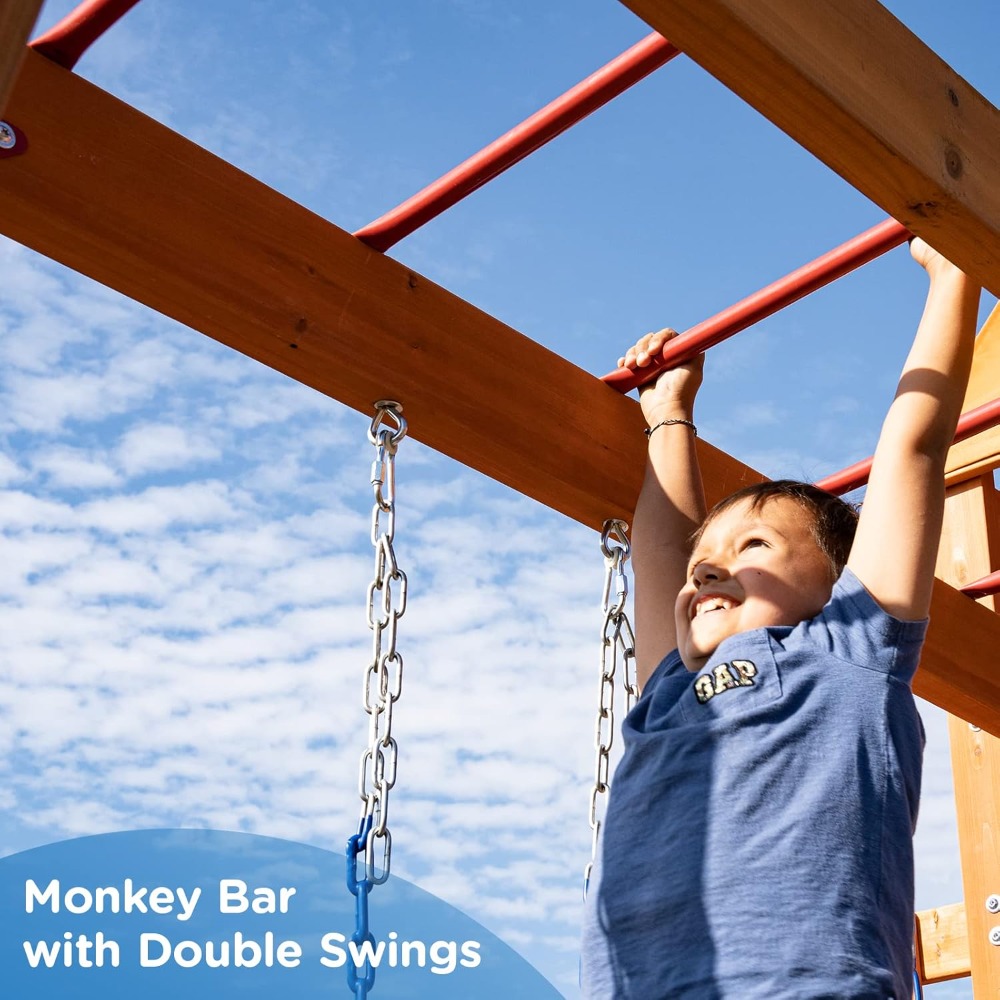Wooden Swing Sets for Backyard - Kids Outdoor Monkey Bar Set のレビューと価格