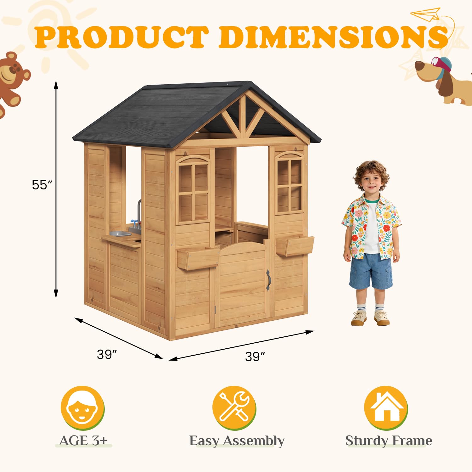 Wooden Kids Playhouse Outdoor  - Kids Outdoor Kitchen のレビューと価格