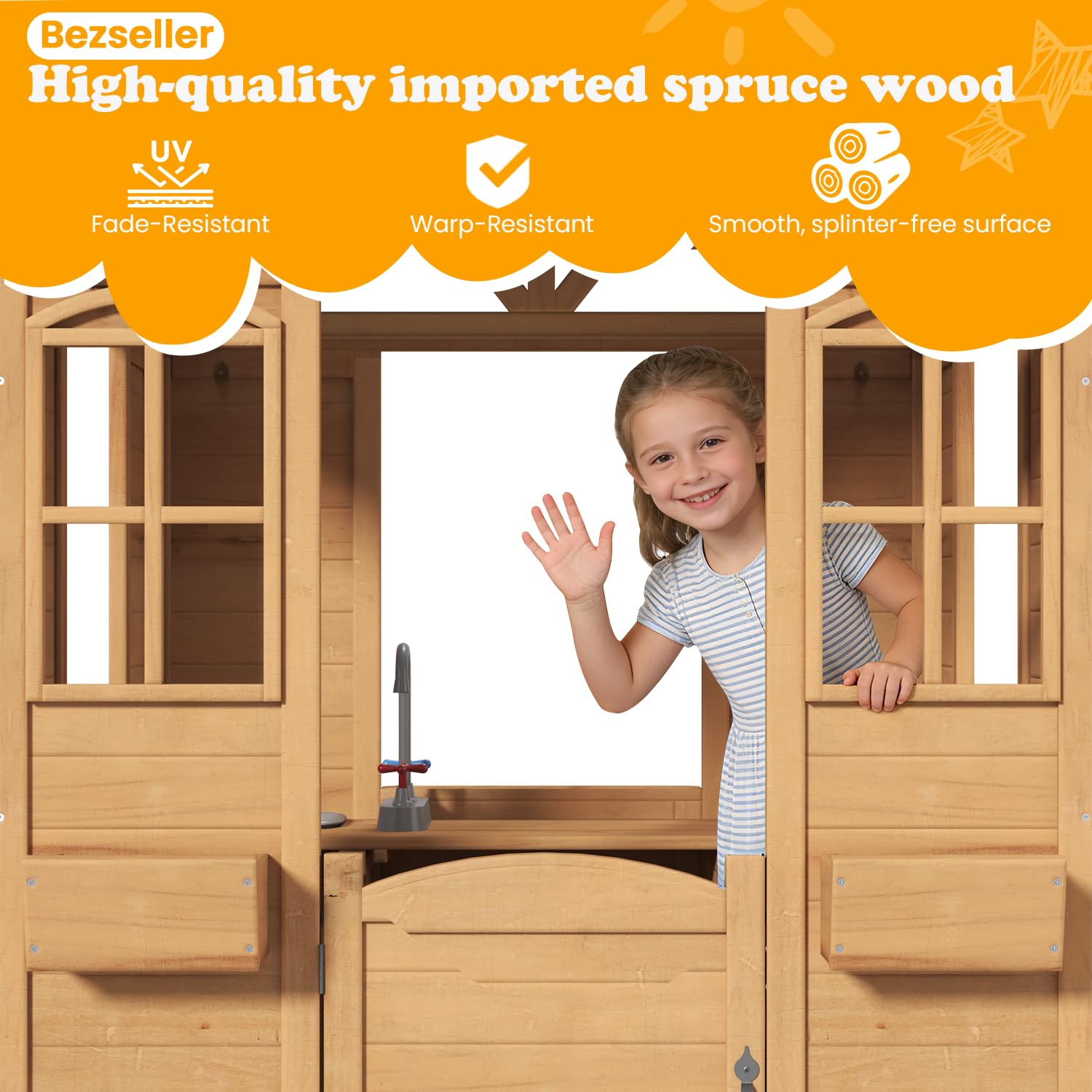 Wooden Kids Playhouse Outdoor  - Kids Outdoor Kitchen のレビューと価格