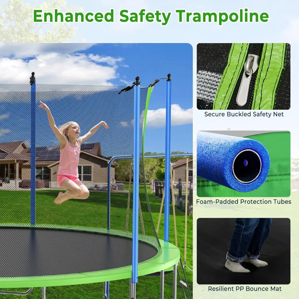 US Shipping 12-14FT Trampoline - Kids Outdoor Swing Set With Slide のレビューと価格