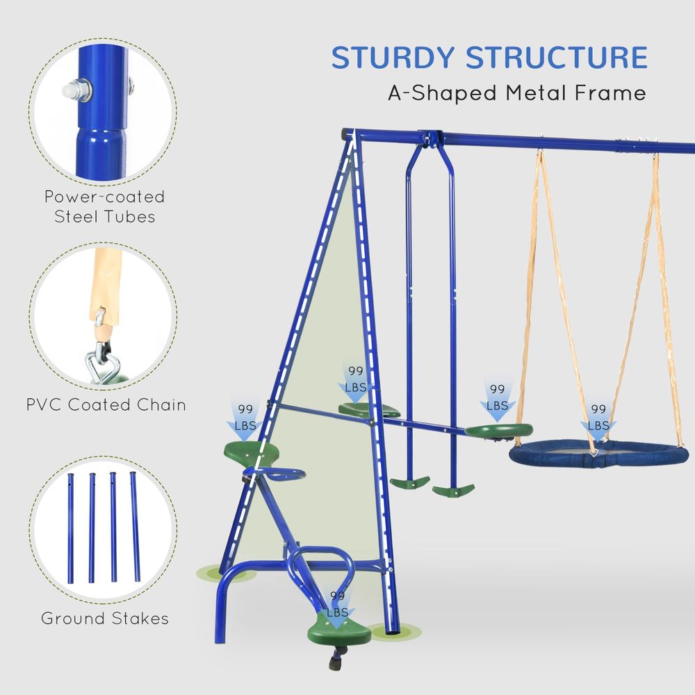 Swing Set for Backyard, 5 in 1 - Kids Outdoor Swing Set With Slide のレビューと価格