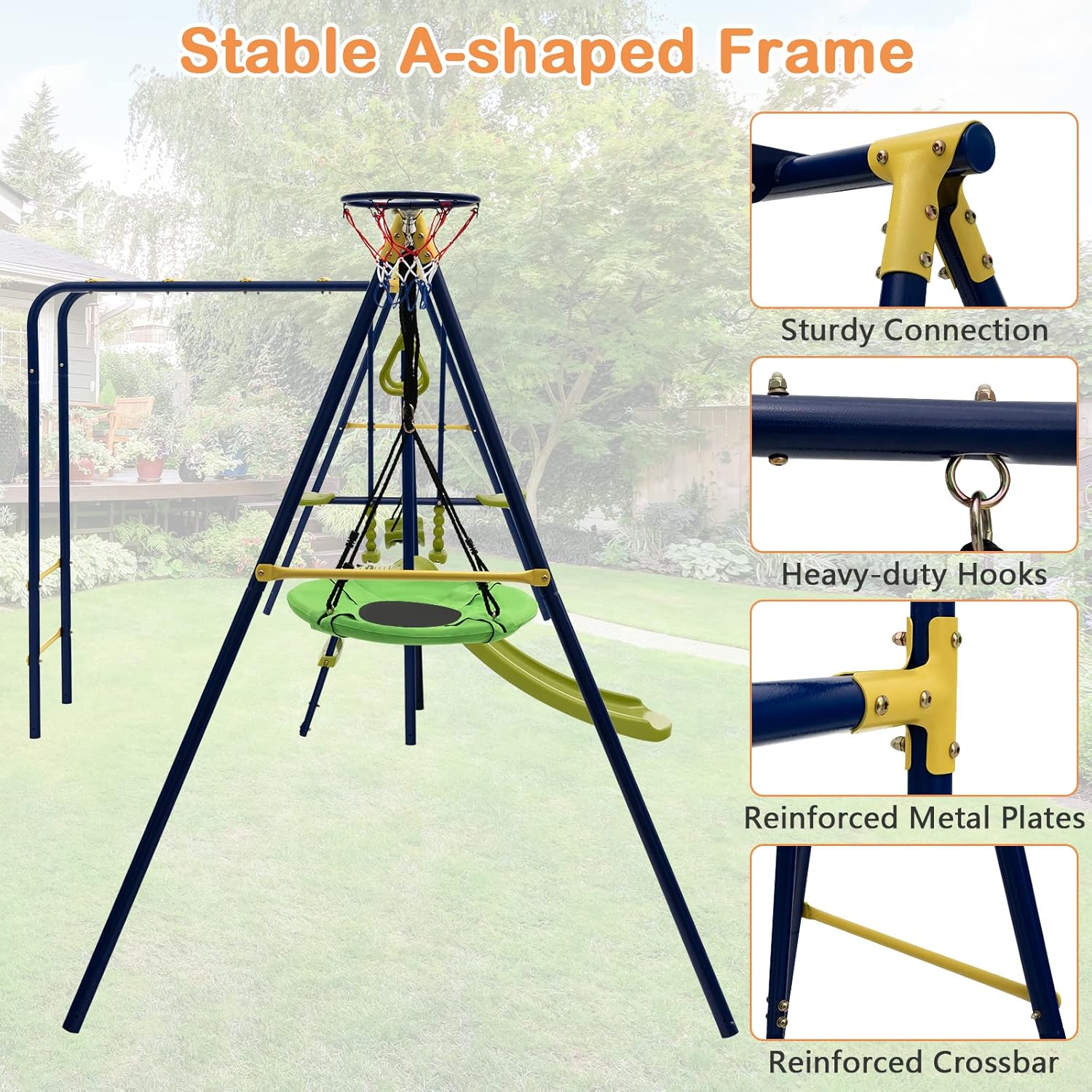 660lbs 7-in-1 Heavy Duty Kids  - Kids Outdoor Monkey Bar Set のレビューと価格