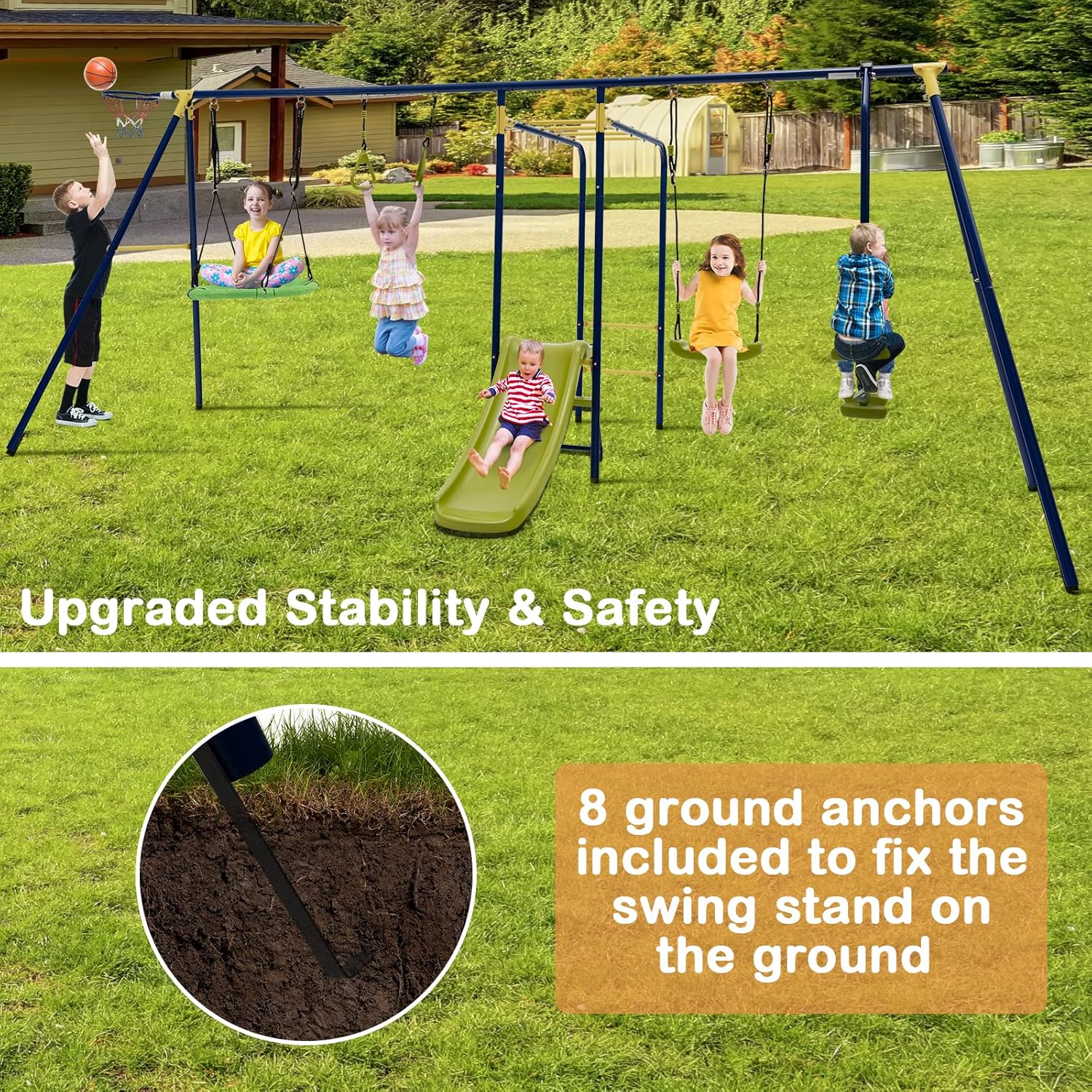 660lbs 7-in-1 Heavy Duty Kids  - Kids Outdoor Monkey Bar Set のレビューと価格