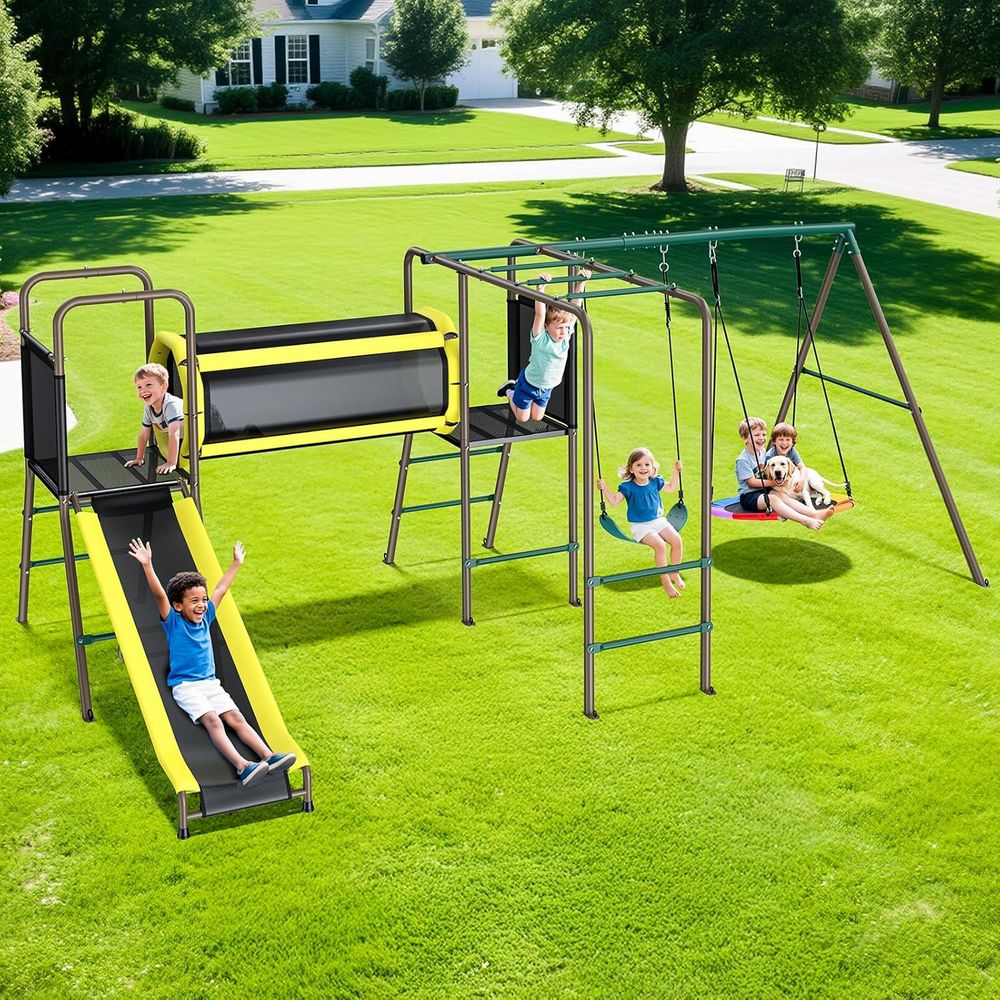 660lbs Swing Set with Slide,Cl - Kids Outdoor Monkey Bar Set のレビューと価格