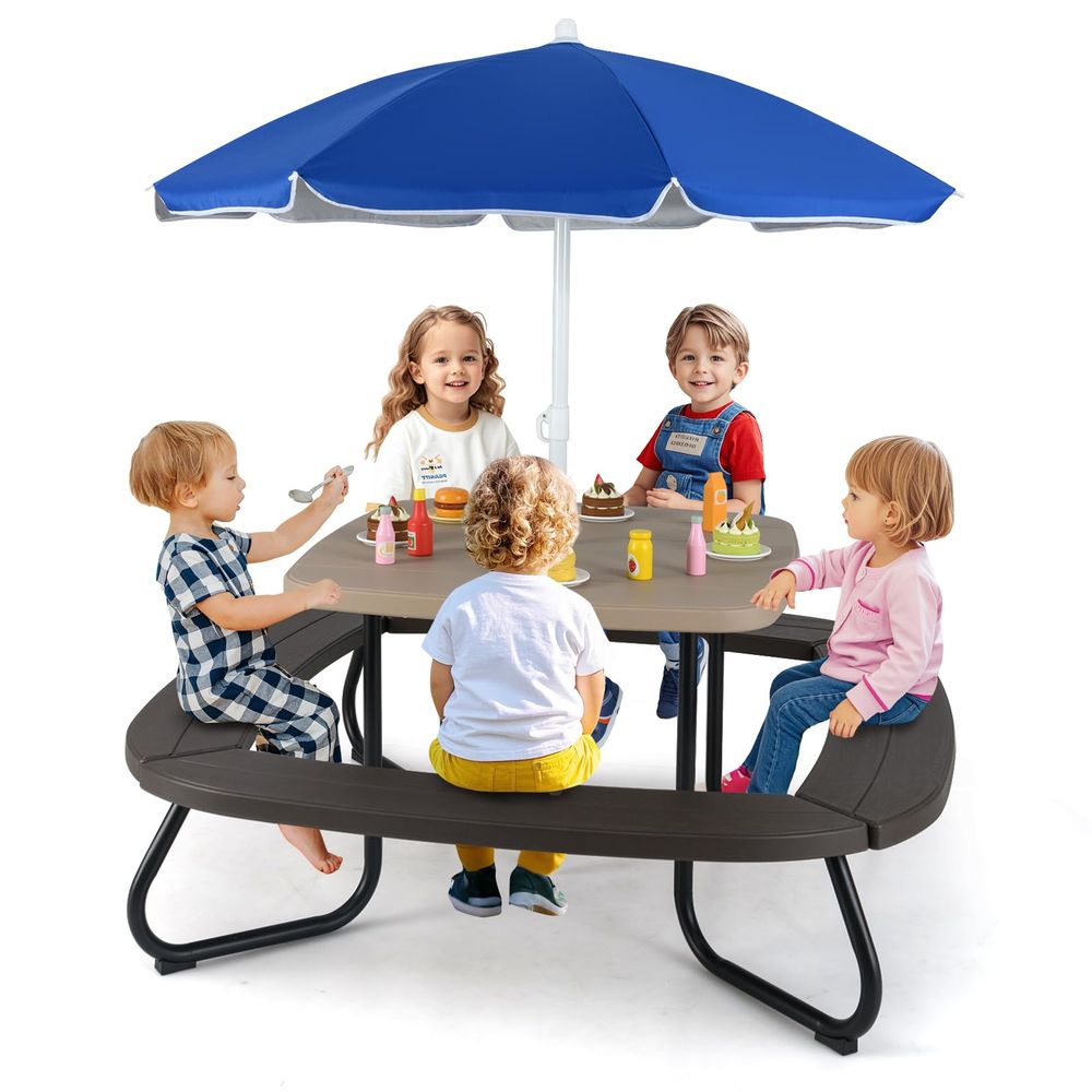 Kids Picnic Table, 8 Person To - Kids Outdoor Table With Umbrella のレビューと価格